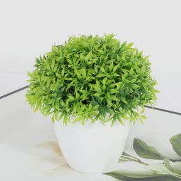 Decorative Flowers Artificial Centerpiece In Pot Mini Potted Topiary Shrubs For Office Home Indoor Room Outside