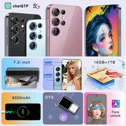 7.3 Inchs s24 ultra phone 5G Phones Unlock Touch Screen Mobile Phone 256GB 1TB 8000mAh battery Smartphone 50MP 108MP Camera HD Display Face Recognition 256GB 1TB 071