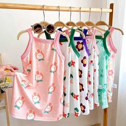 Flickas klänningar sommarflickaklänning barn prinsessklänning ärmlös barnkläder blommor barnfest kläd baby pajamasl2405