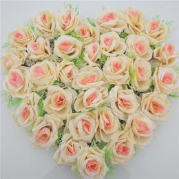 Decorative Flowers Artificial Rose Fake Silk Plastic Plant Wedding Car Decoration Door Wreath Garland Supplies