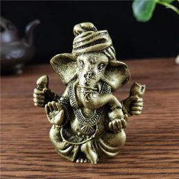 Decorative Figurines Bronze Color Ganesha Statue Ornaments Buddha Elephant God Sculptures For Home Garden Decoration Lucky Gifts