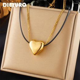 Pendant Necklaces DIEYURO 316L Stainless Steel Large Exaggerated Heart Necklace For Women Fashion Neck Chain Jewelry Party Gift Collier