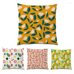Pillow Polyester Linen Covers 45x45 Soft Sofa Decorative Cases Gift Ornamental Colourful Living Room Fruit Home E0564