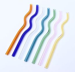 8x200mm Reusable Eco Borosilicate Glass Drinking Straws High temperature resistance Clear Coloured Bent Straight Milk Cocktail Stra3953756