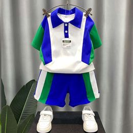 Summer Kids Outfit Suits Baby Girls Boys Stripe Short-Sleeved Polo T-shirt Tops + Short Pants Sets 1-12 Years Teens Loungwear L2405