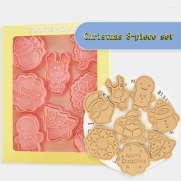 Baking Moulds 8Pcs DIY Christmas Cookie Cutter Set Xmas Mould 3D Cartoon Biscuit Mould Decorating Tools