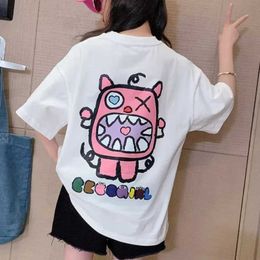 T-shirts 2023 Summer Childrens Clothing Sweet Cool Girl T-shirt Short sleeved Top 100% Cotton Fashion Street Style O-neck Childrens T-shirtL240502