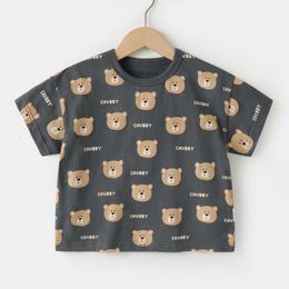 Boys T-shirts Summer 2024 Tops for Kids Short-sleeve Children Shirts Print Animal Girls Undershirts Baby Outfits Clothing 1-8T L2405