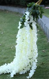 Decorative Flowers 140 Cm(55 Inches) Super Long Artificial Silk Flower Hydrangea Wisteria Garland For Garden Home Wedding Decoration