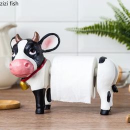 Creative and cute cow roll holder paper towel rack kitchen paper punching machine vertical bathroom kitchen home decoration 240514