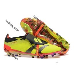 Quality preditor football boots 30th Anniversary Tongue Fold Laceless Laces FG Mens Soccer Cleats Comfortable Training Leather predetor elite cleats Shoes 916