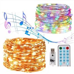 Led Strings Usb Music Control String Light 5M 10M 20M 8 Function Remote Sound Activated Lights For Garland Christmas Holiday Lighting Dhvys