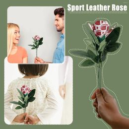 Decorative Flowers Baseball Roses Bouquets And Boutonnieres Genuine Leather Pattern Plastic Simulation Flower