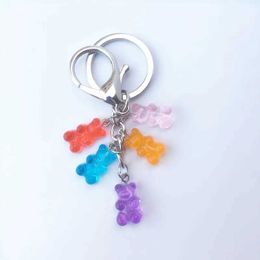 Keychains Lanyards Lucky Number Five Resin Flat Back Cute Bears Key Chains Women Girls Bear Charm Keychain Gift Bag Charm Accessories Y240510