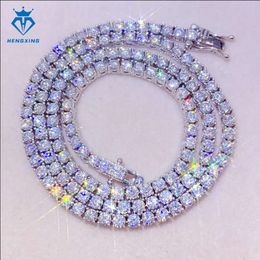 Fashion Jewellery Necklace Sterling Sier 5Mm Hip Hop Custom Ice Out VVS Diamond Moissanite Tennis Chain