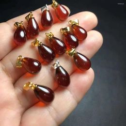 Dangle Earrings Dark Red Natural Garnet S925 Drop Polished Gemstone For Pendant