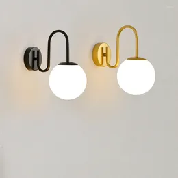 Wall Lamp Modern Glass Led Lights Minimalist Living Room Decor Bedroom Bedside Metal Sconce Bathroom Mirror Light Fixtures