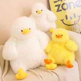 Fluffy Giant Yellow Plush Toys Super Soft Stuffed Lifelike Animal White Duck Plushie Doll for Girls Kids Birthday Gifts