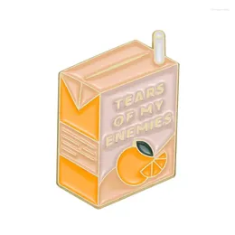 Brooches Tears Of My Enemies Enamel Pins Orange Juice Box Brooch Lapel Badges Jewellery Gift For Friends Kids