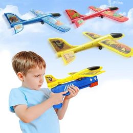 Kids Catapult Plane Toys Gun-style Launching Aircraft Gunner Throwing Aircraft Outdoor Toys for Boys Girls Birthday Xmas Gifts 240516