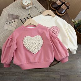 Girls T-shirts 2023 Autumn Winter Sweater for Kids 3D Love Children Sweatshirts Toddler Pullover Long Sleeve Baby Tops Outfits L2405