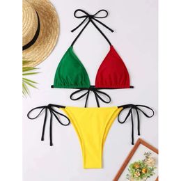 Sexy Bikini Swimsuit 2024 Woman Green Red Yellow Swimwear Strings Bikinis Sets Brazilian Women Bathing Suit Beach Wear Biquini