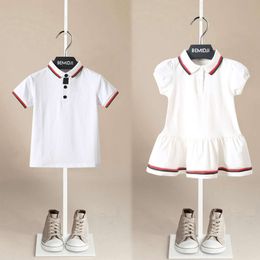 Nowe ubrania butikowe dla dziewcząt dla dziewcząt Summer Polo T-Shirt Dress Dishing Rodzina Dopasowanie strojów Brat Siostra Baby Odzież L2405