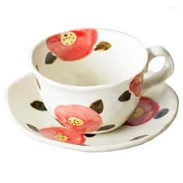 Cups Saucers Aesthetic Flower Tea Coffee Cup Pattern Japanese Pottery Eco Friendly Breakfast Canecas