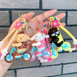 Cute Kuromi Panda Cartoon Keychain Bicycle Series Women's Exquisite Pendant Netizens Bookbag Pendant Doll Jewellery Car Keychain