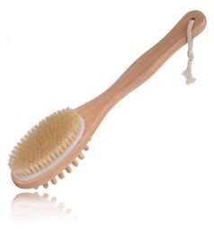 Natural Boar Bristle Wooden Bath and Body Brush Back Brush with Long Handle Exfoliate Skin Brushes6313118