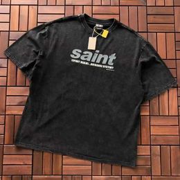 Men's T-Shirts Good Quty Saint Michael Hip Hop Oversized T Shirts T Saint Michael Vintage Washed T T-Shirt Inside Tags GYM T240515