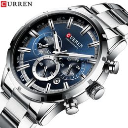 Relogio Masculino CURREN Fashion Mens Watches Top Brand Luxury Wrist Watch Quartz Clock Men Waterproof Chronograph 240515