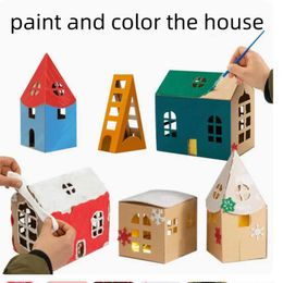Other Toys 3D paper puzzle cardboard house small house mini building block decorative handle material childrens paper craft toy S245163 S245163