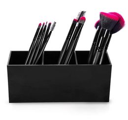 Three Slots Acrylic Makeup Organiser High Quality Black Plastic Desktop Lipsticks Stand Case Fashion Makeup Tools Storage Box3633557
