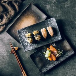 Plates Creative Large Rectangular Plate Japanese Ceramic Sushi Size Flat Nice Tableware Serving Tray Snackplate