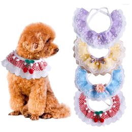 Dog Apparel Adjustable Neck Strap Saliva Towel Cat Necklace Lace Mesh Bowknot Pet Collar Neckerchief Puppy String Bib