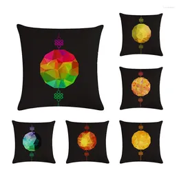 Pillow Decor Cover Lantern Black Background Printed Pillowcases Cotton Linen Square 45 45CM On Sofa Bed Throw Case ZY637