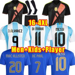 4XL 3XL Argentina Soccer Jerseys 2024 2025 Fans Player Version MESSIS MAC ALLISTER DYBALA DI MARIA MARTINEZ DE PAUL MARADONA Kit Men Football Shirt goalkeeper