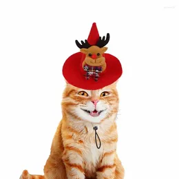 Dog Apparel Christmas Pet Santa Hat Theme Pattern Cat With Adjustable Elastic Band Cute