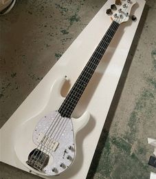 White 5 Strings Electric Bass Guitar with Chrome Hardware Pearl Pickguard Offer Logo/Color Customize