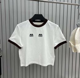 Designer T Shirt Summer Short Sleeve Crop Top Tee Women Tshirt Contrast Colour Printed Slim Fit Tops High Quality Miumiunn