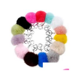 Party Favor Rabbit Fur Ball Keychain 8Cm Soft Lovely Gold Metal Key Chains Pom Poms P Keychains Car Keyring Bag Rings Gift Drop Delive Dhq0O