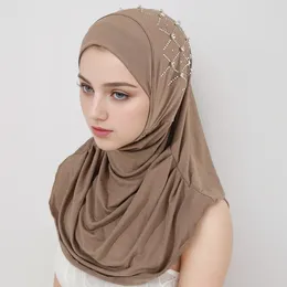 Ethnic Clothing Full Cover Women Girls Hijab Instant Scarf Muslim Diamonds Headscarf Turban Plain One Piece Amira Wrap Rull On Ready Shawls
