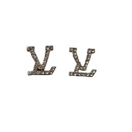 18K Gold Plated 925 Silver Luxury Brand Designer Letters Stud Earrings Classic Style Geometric Women Crystal Rhinestone Pearl Earring Party Jewerlry