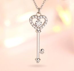 2020 LOVE Key Pendant Rose 925 Sterling Silver Necklace for Women Vintage Collar Costume Jewelry4159494