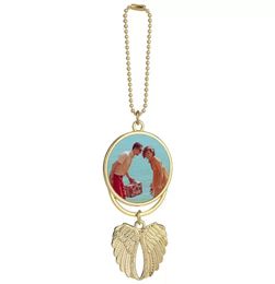 Sublimation Car Pendants Blanks Angel Wings Charm Necklace Heat Transfer Hanging Ornaments Inventory Whole1728343