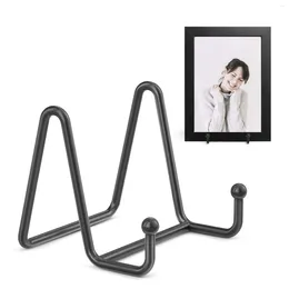 Decorative Plates 2pcs Black Iron Easel Plate Display Po Holder Stand Stands For Metal Frame Picture Decorati