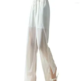 Women's Pants Ice Silk Gauze Wide Leg Summer Thin Sunscreen Cool Chiffon Open Straight Casual