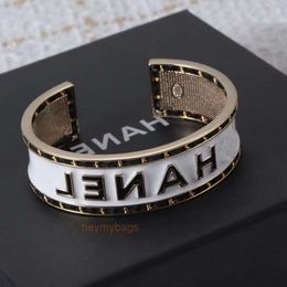 designer bracelet gold bangle channelism Letter Drip Glue Black Sheepskin Adjustable Open Bracelet Wind Brass Material KRDD