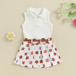 Clothing Sets Toddler Baby Girl Summer Clothes 1T 2T 3T 4T Ribbed Knit Tank Tops Mini Skirts Set 2Pcs Outfits